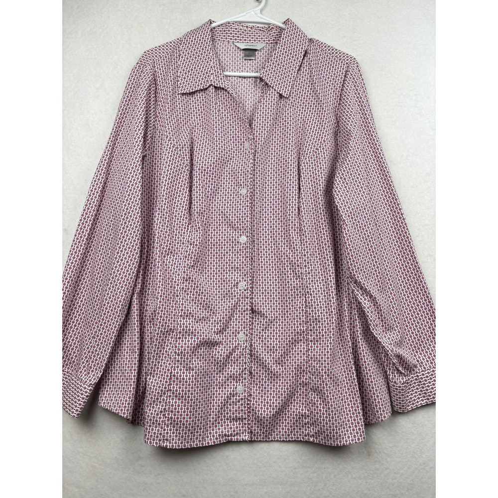 CJ Banks Button‎ Down Shirt Womens 2X Geometric Print Career